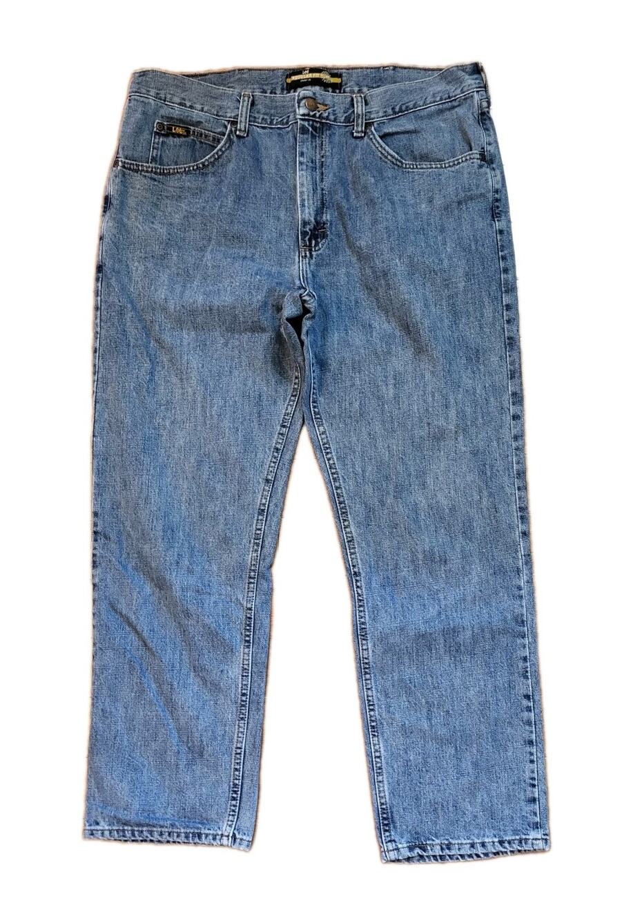 Lee Jeans Men Size (38x29 Actual) Blue Stone Wash Regular Fit Straight Leg Pants